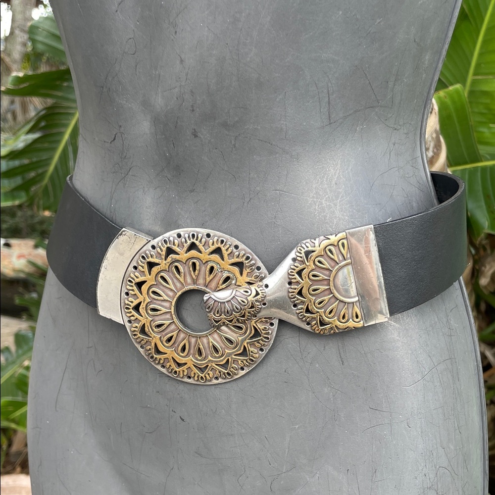Chico’s ornate Golden silver clothes, statement belt